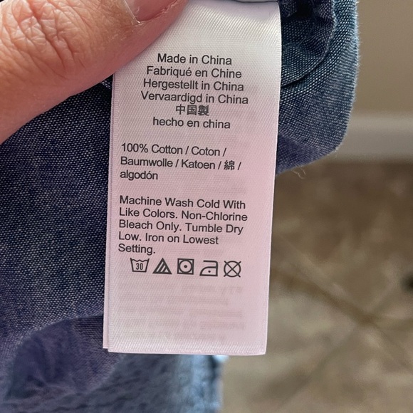 J. Crew Re-Imagined Cropped Denim Smocked Milk Maid Puff Sleeve‎ Top Size XL - Picture 8 of 8